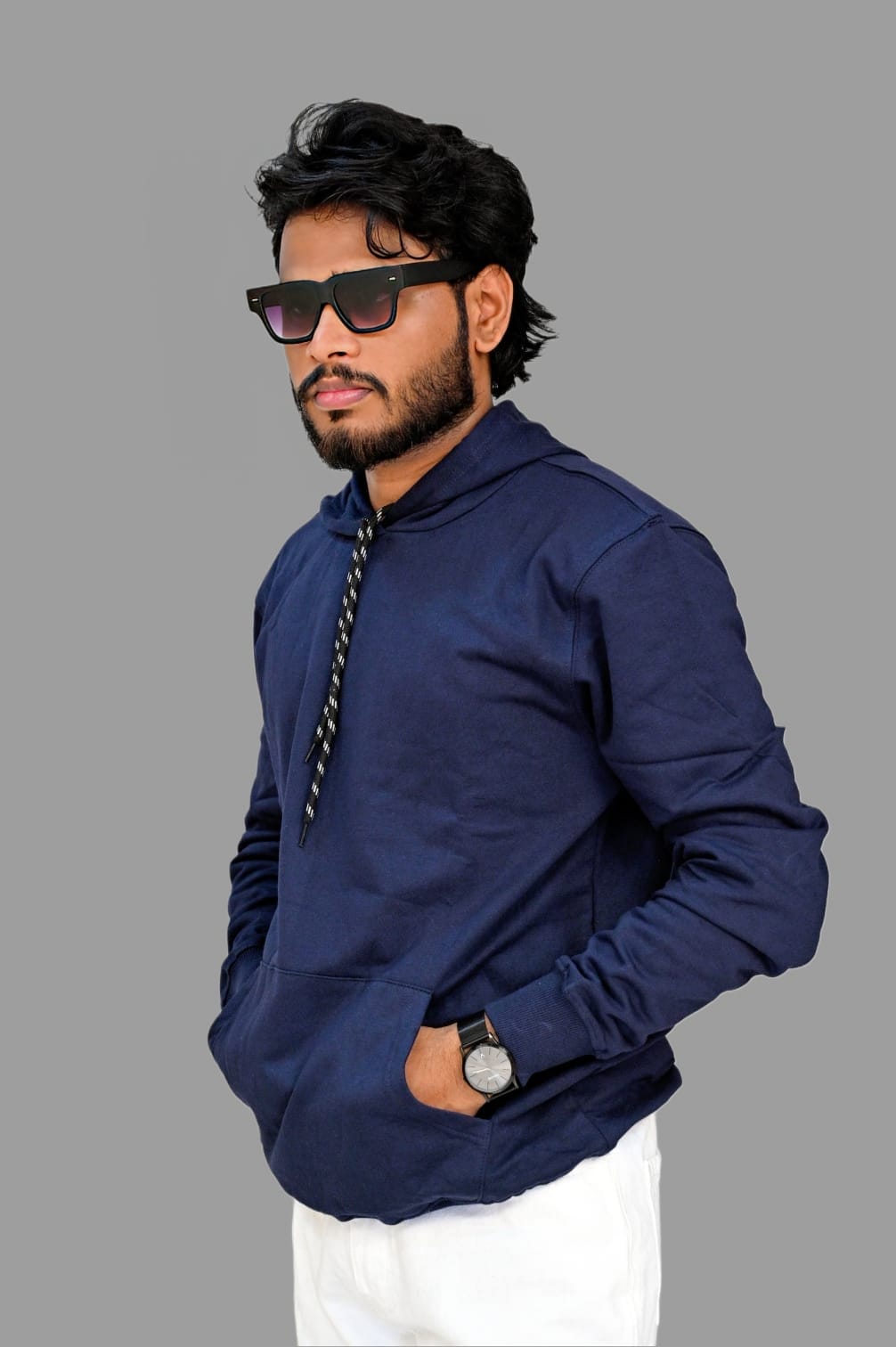 Classic Navy Blue Premium Unisex Hoodie – 300 GSM Cotton | DTF Printed | Ultra-Soft & Stylish Comfort Wear