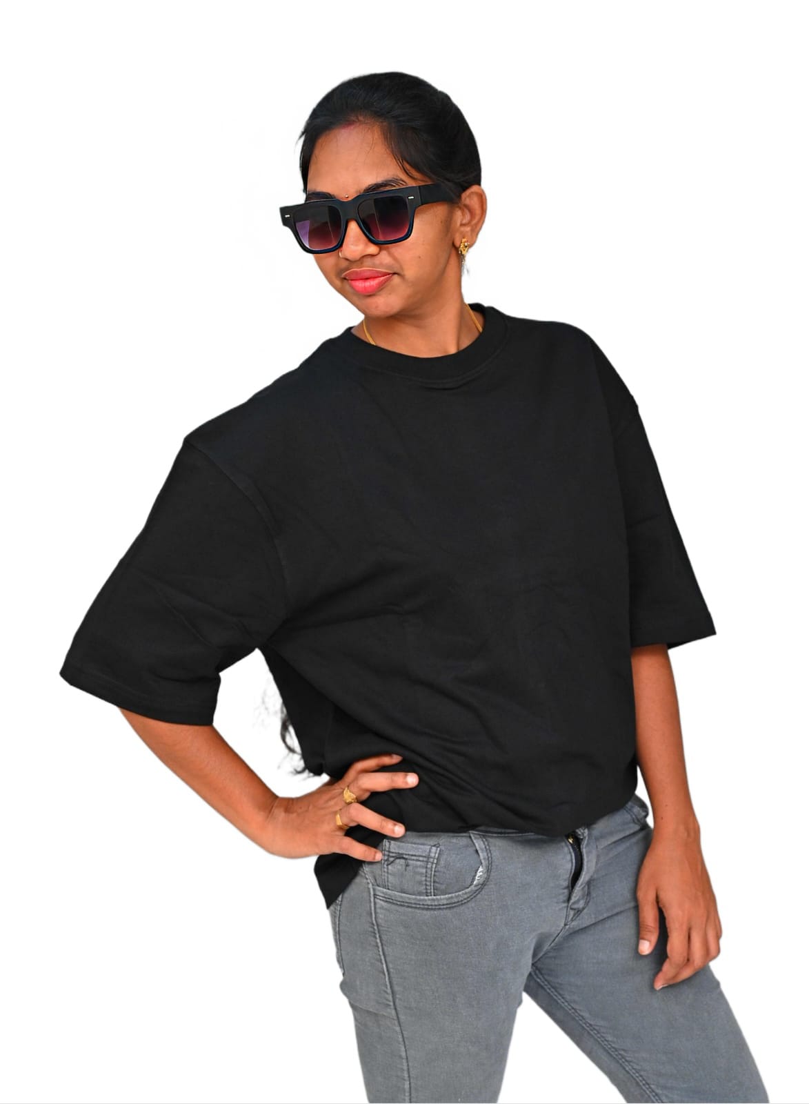 Oversized Black Unisex T-Shirt – Plan | 100% Cotton - Image 2