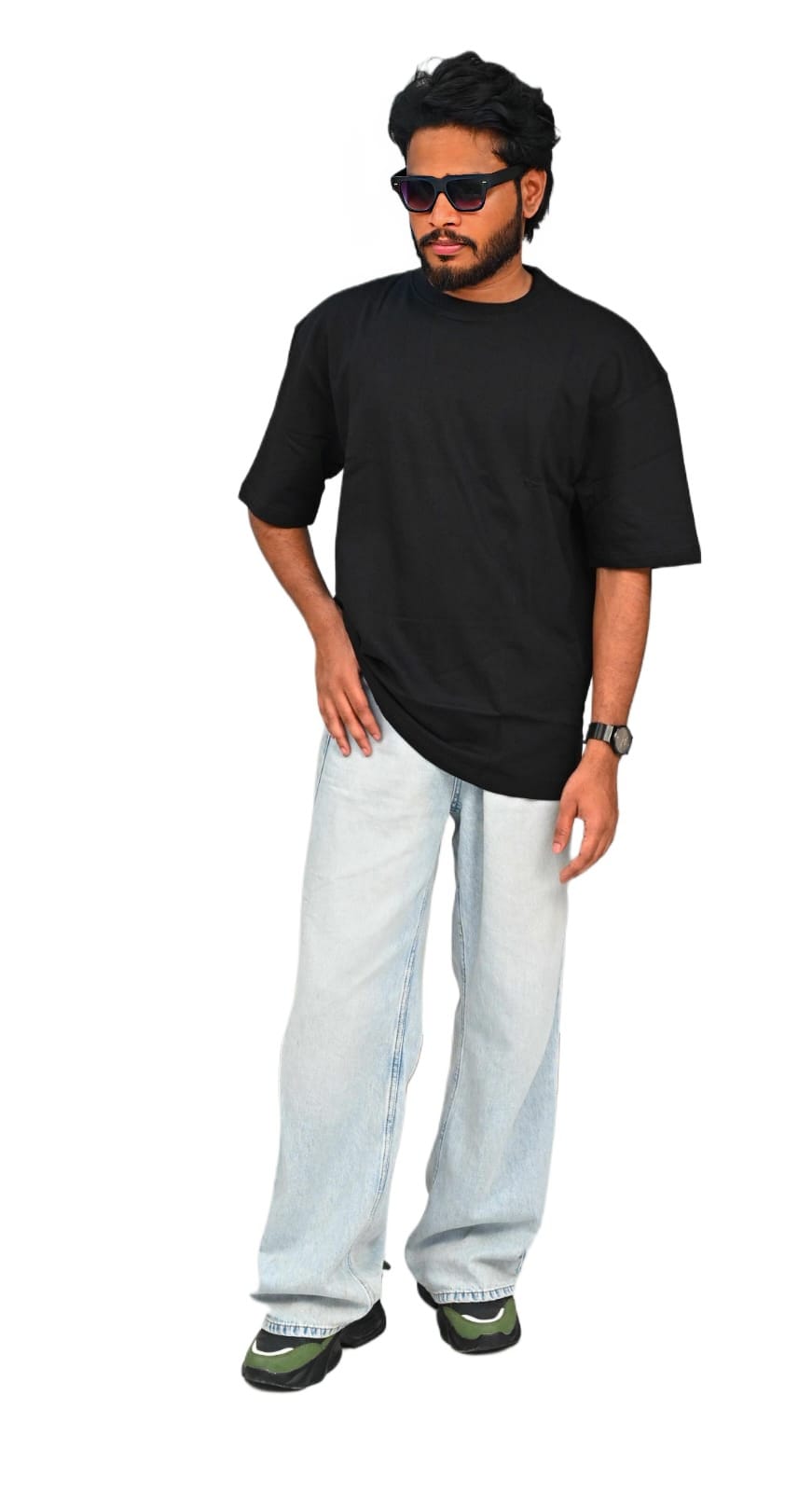 Oversized Black Unisex T-Shirt – Plan | 100% Cotton - Image 3